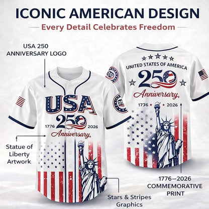 USA 250 Years Anniversary Baseball Jersey