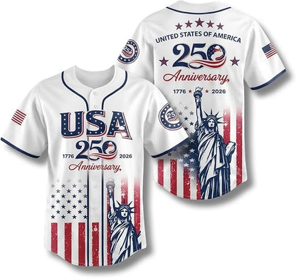 USA 250 Years Anniversary Baseball Jersey