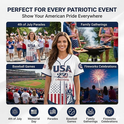 USA 250 Years Anniversary Baseball Jersey