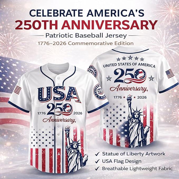 USA 250 Years Anniversary Baseball Jersey