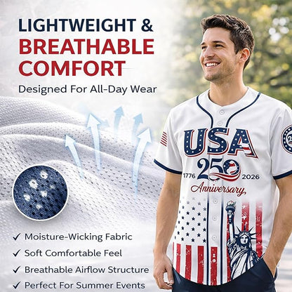 USA 250 Years Anniversary Baseball Jersey